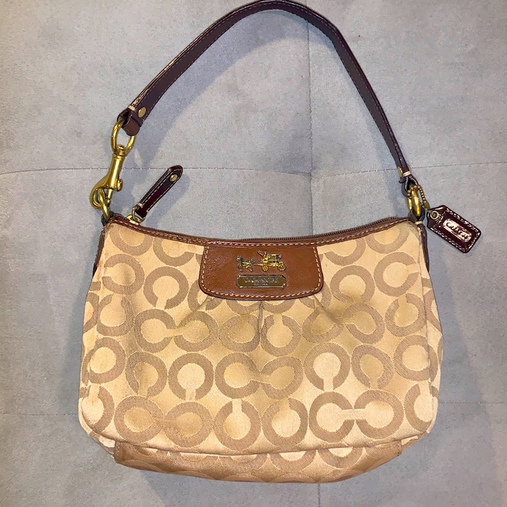Coach Handbag with C Print & Horse and Carriage Leather Shoulder Strap